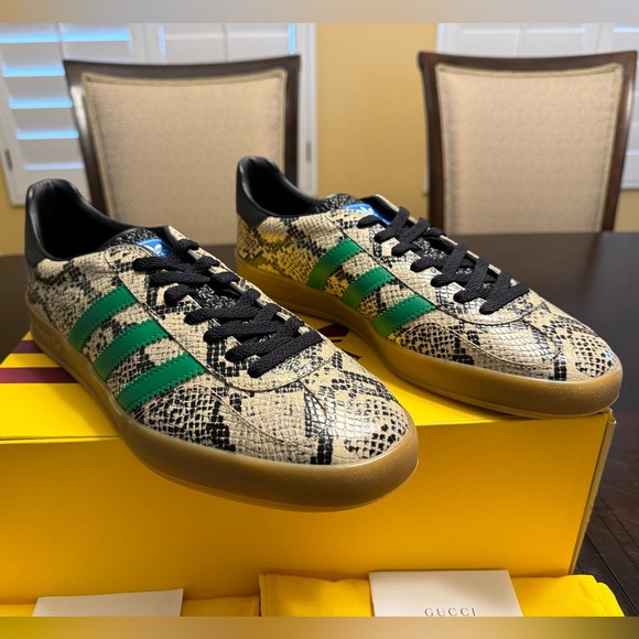 New Gucci x Adidas Gazelle Python Print Leather Sneaker Shoes UK 11.5 / US 12 - Picture 2 of 16